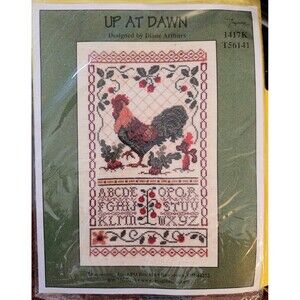 Rooster Vintage Counted Cross Stitch Kit Up At Dawn Farmhouse 1417K NEW Sealed